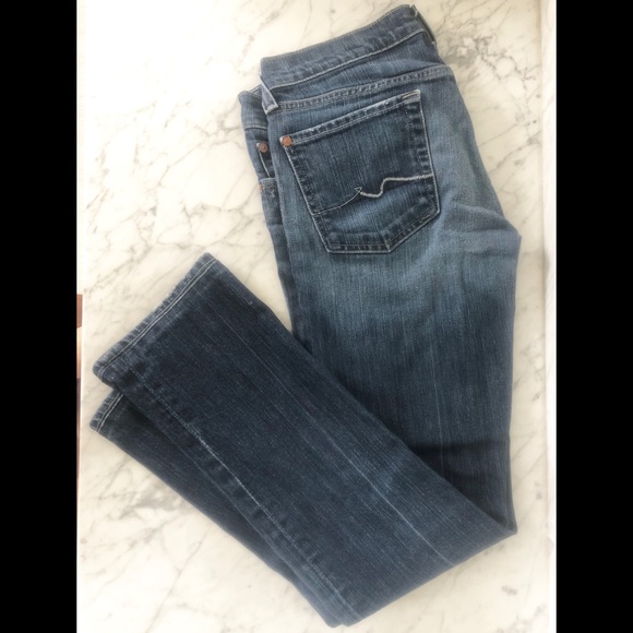 7 FOR ALL MANKIND medium wash bootcut jean - Picture 1 of 8